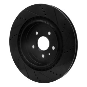 Cadillac CTS Brake Rotor (1) - Rear Left - R1 Concepts - Drilled & Slotted - Black - `09-`24